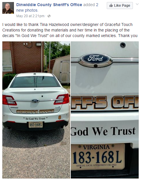 VA Sheriff's Office Adds 'In God We Trust' Decal To Its Vehicles | MRCTV